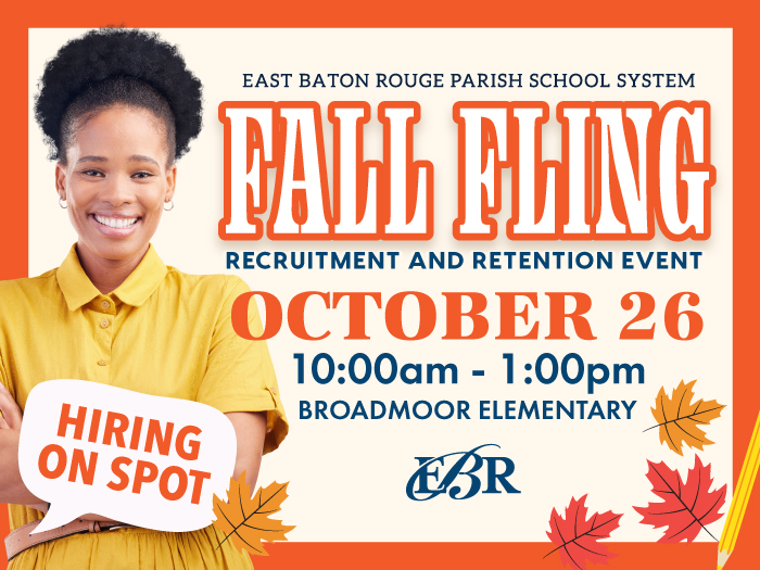 Describes the Fall Fling recruitment and retention event. The event is on October 26 from 10a - 1p at Broadmoor Elementary.